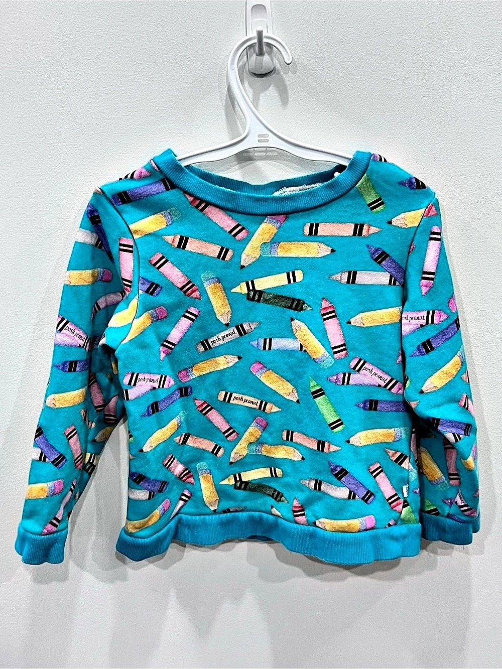 Posh Peanut Crayon Print Long Sleeve Crewneck Sweatshirt Crewneck Sweatshirt